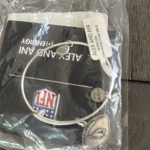 Alex and Ani Arizona Cardinals football silver adjustable bangle bracelet. New